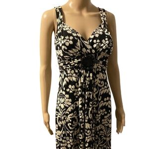 Black & White Floral Maxi Dress Sleeveless Evening Party‎ Dress